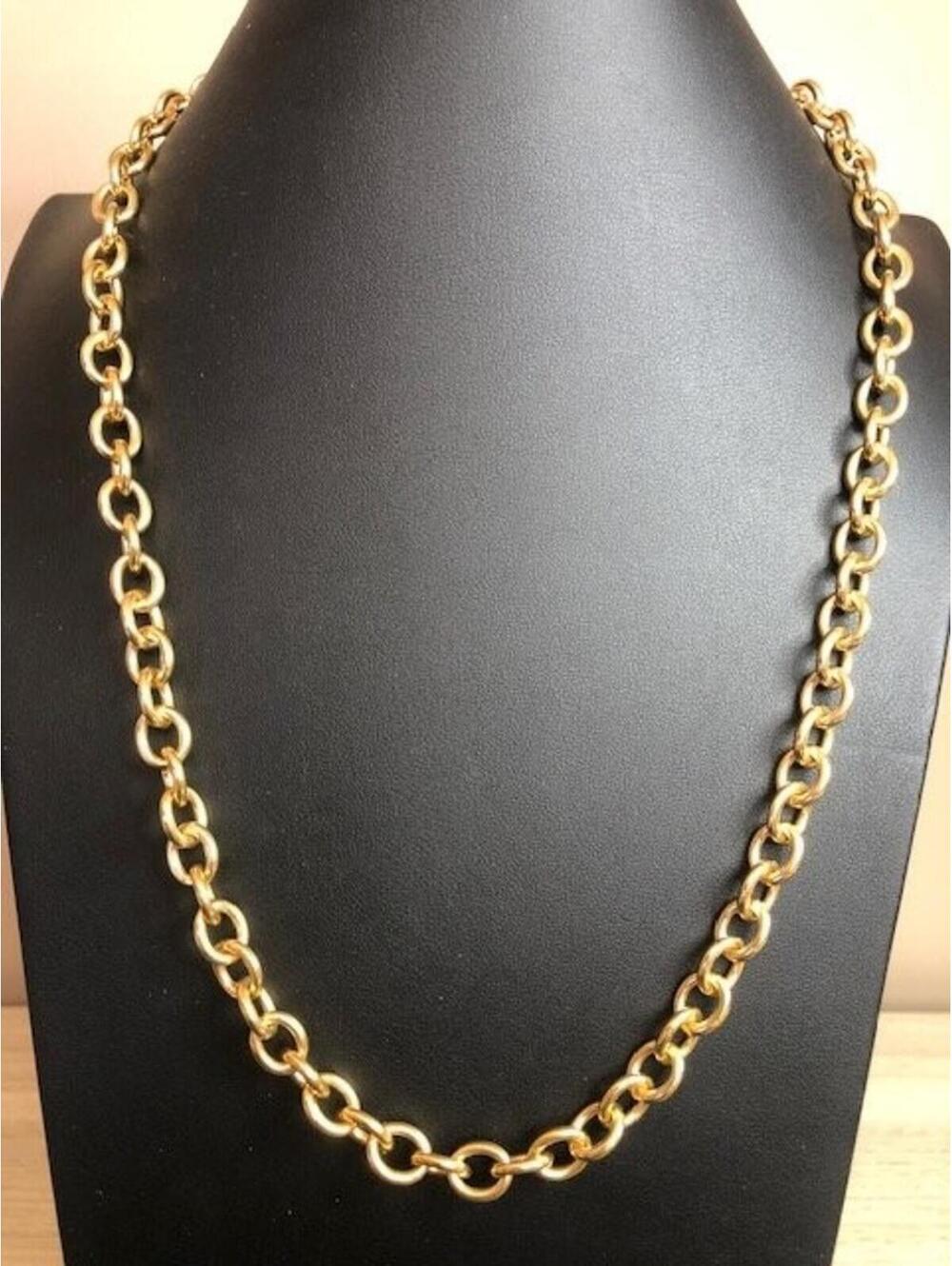 B2209 Bronzo Italia 24" Gold Tone Solid Polished Oval Link Necklace